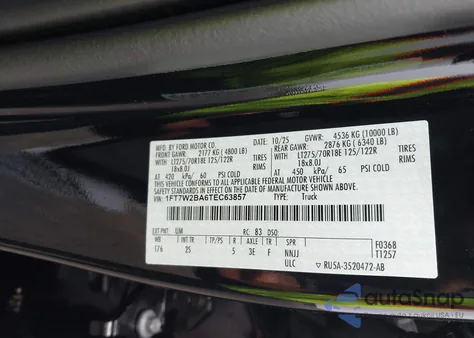 2026 Ford F-250 Xlt z USA, uszkodzony, nr VIN 1FT7W2BA6TEC63857